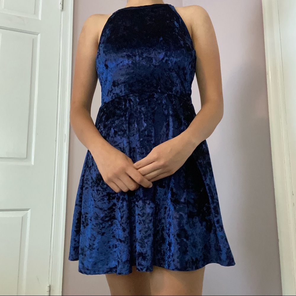 Blue velvet dress
